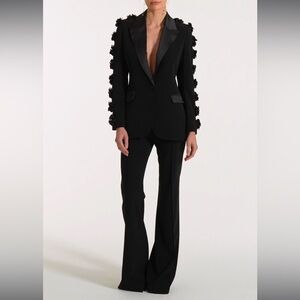 NADINE MERABI Black Floral Embellished Pantsuit